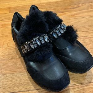 Black Slip On Shoes by Exe